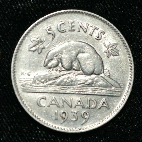 1939 Canada 5 Cent Coin