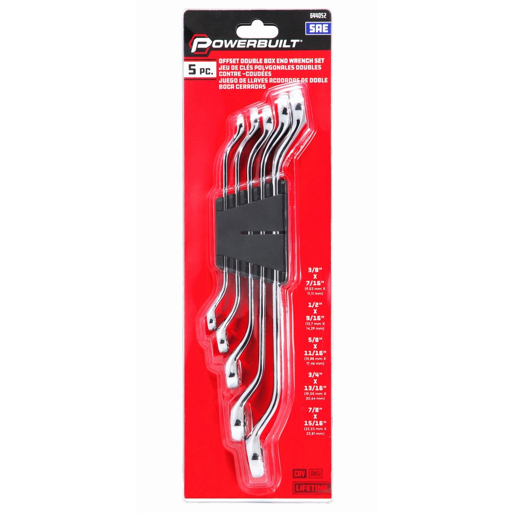 Powerbuilt 5 Piece SAE Offset Double Box-End Wrench Set - 644052