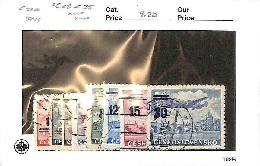 Czechoslovakia Postage Stamp, #C28-C35 Used, 1949 Air Post