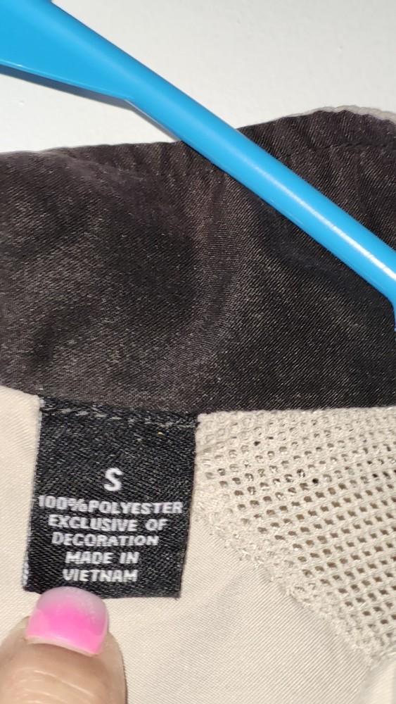 PING PULLOVER JACKET SZ. S TAN 1/2 ZIP W/ LONG AND HALF SLEEVES.