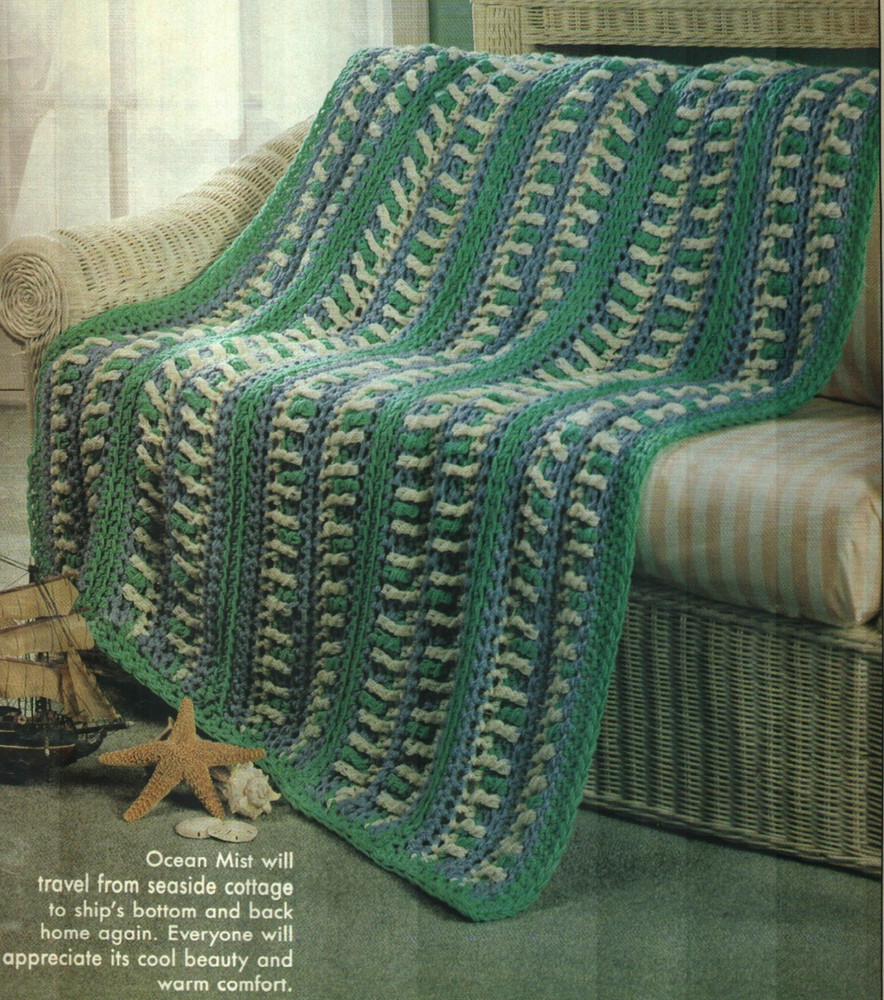 OCEAN MIST AFGHAN HOME DECOR CROCHET PATTERN INSTRUCTIONS