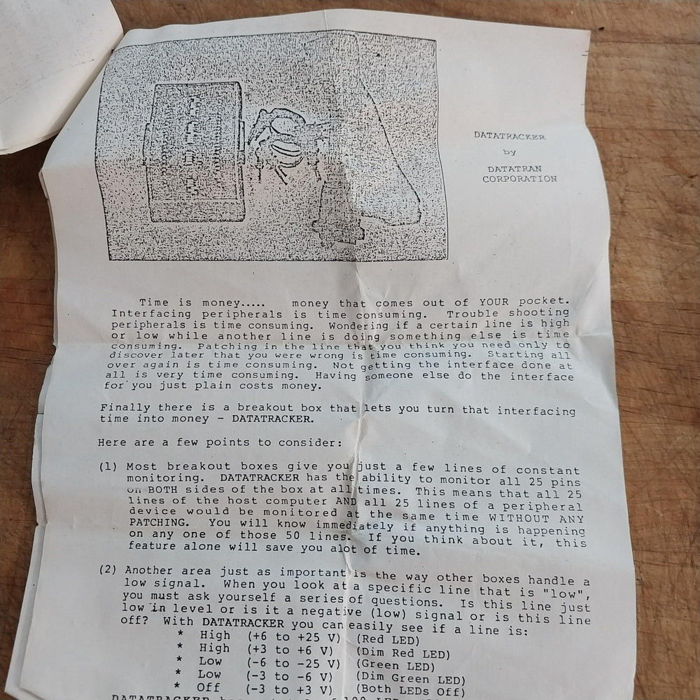 VTG Datatran Data Tracker Cable Tester RS-232 Breakout Box Case Cables & Manual