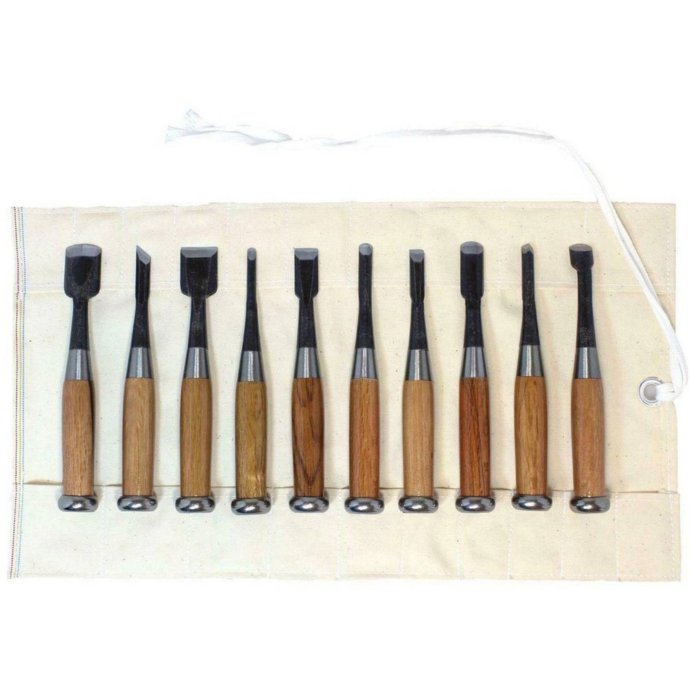 Yoita Wood Carving Tools Set 10pc Woodworking Gouges & Chisels Kit