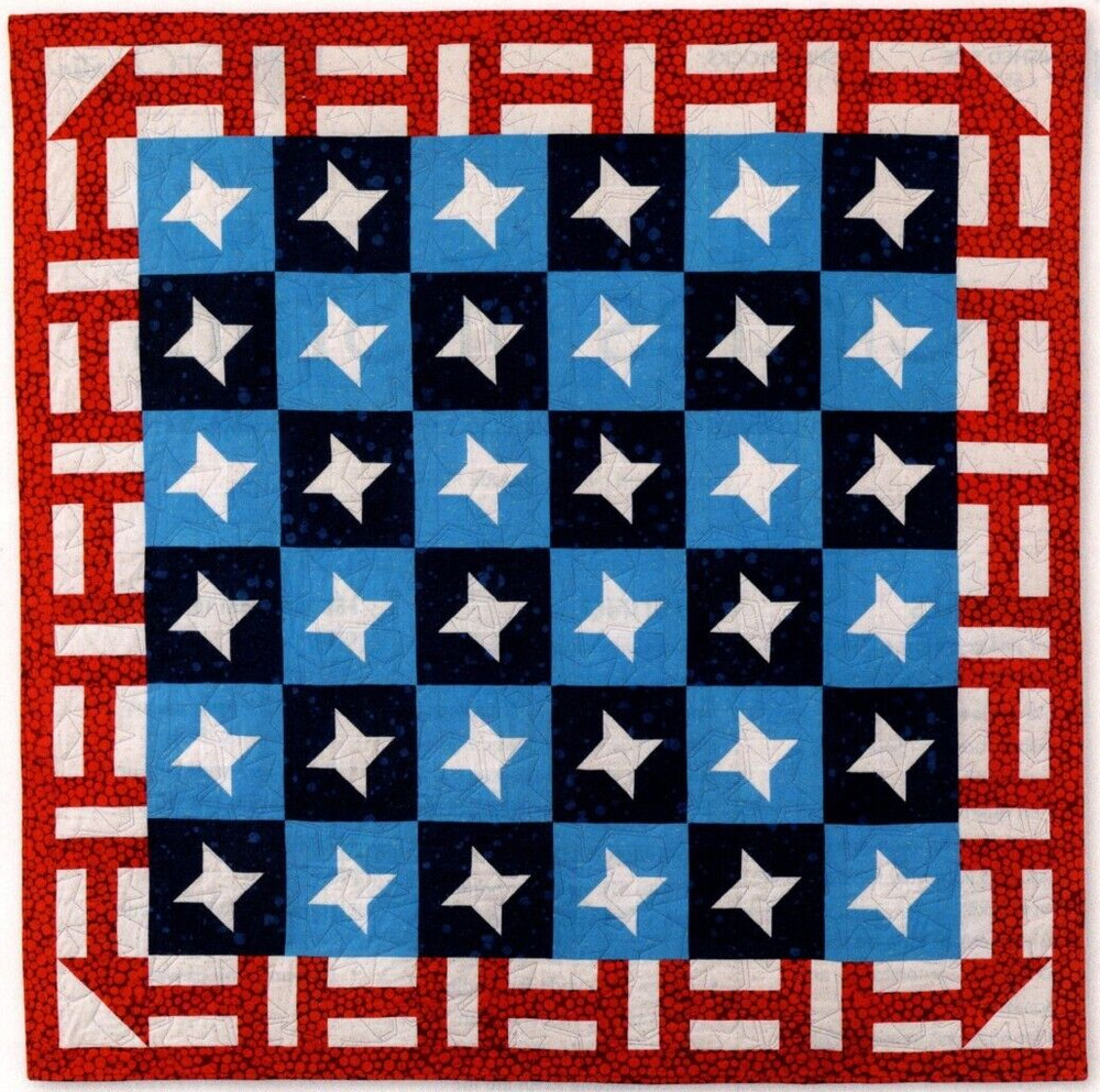 Stars On A Fence Quilt Pattern Pieced BG