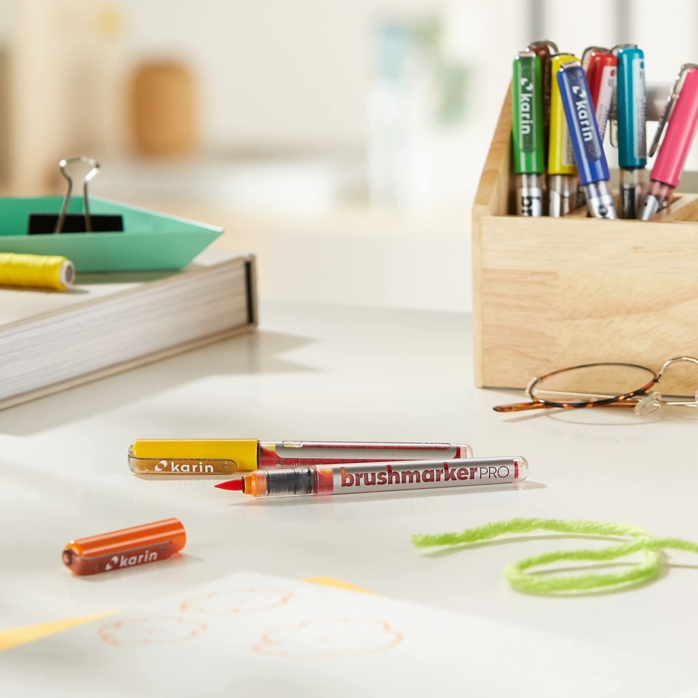 Brushmarker Pro 12pc Basic Colors brush tip markers Set Blendable Water-Based...