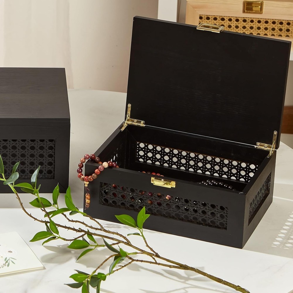 Rustic Pine Wood Keepsake Box Organizer