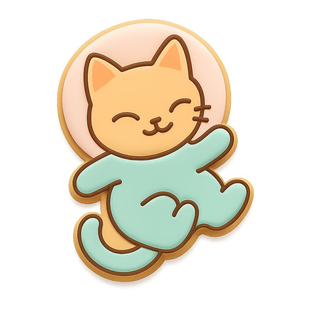 Floating Chibi Space Kitten Cookie Cutter & Stamp - 4x3.3