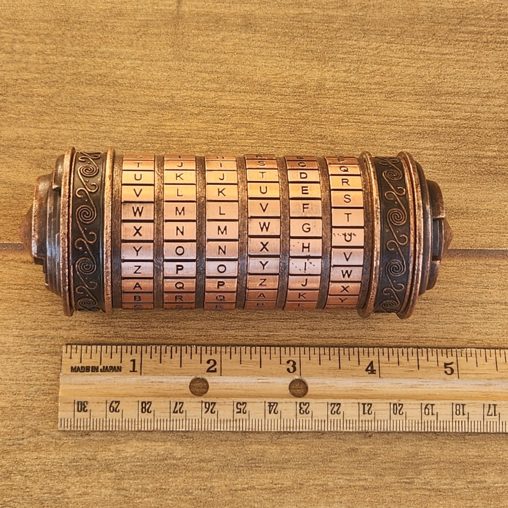Da Vinci Code Cryptex Mini Replica Metal Puzzle Lock Box Case w/ Gift Box Bronze