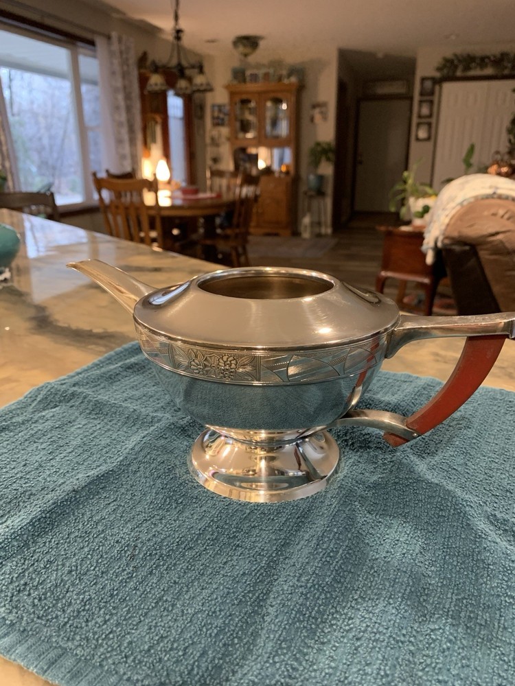 Art Deco Silverplate Teapot Albert Frederic Saunders Modernistic for Benedict