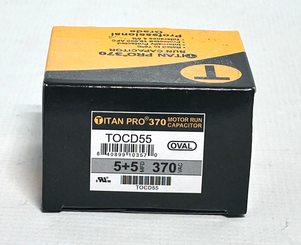 TITAN PRO MOTOR RUN CAPACITOR 5+5 MFD 370 VOLT OVAL TOCD55