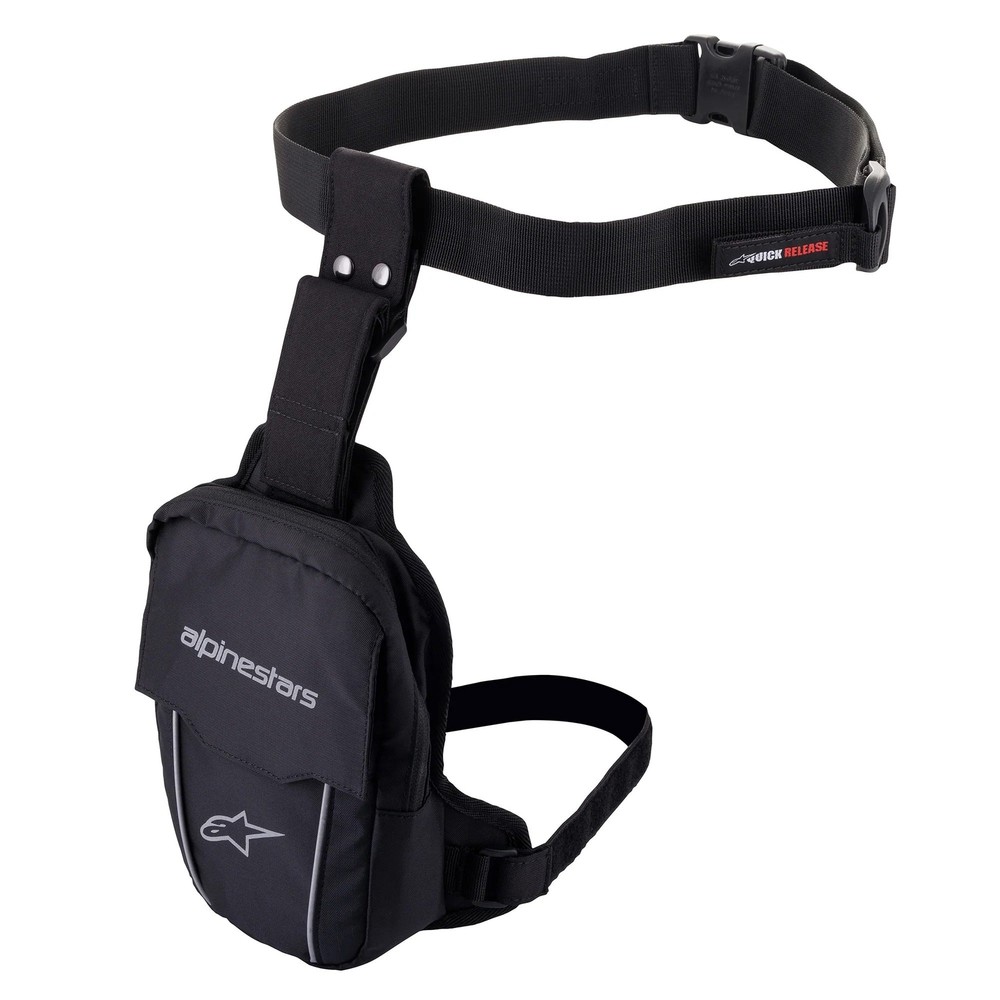 Alpinestars Access Thigh Motorcycle Bag Black Snap Belt Loop Secure Fit