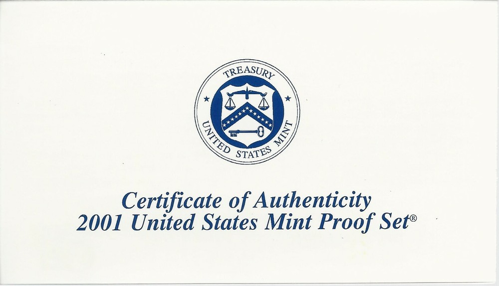 2001-S US PROOF SET - 10 Coins Includes State Quarters