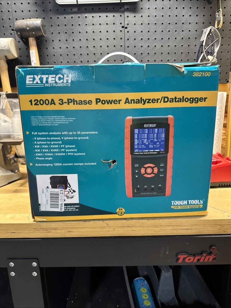 NEW OPEN BOX Extech 1200A 382100 3-Phase Power Analyzer/Datalogger