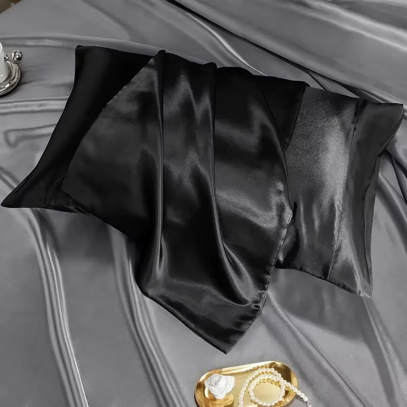 2-Piece Pure Emulation Silk Satin Pillowcase Comfortable Pillow Cover Pillowcase