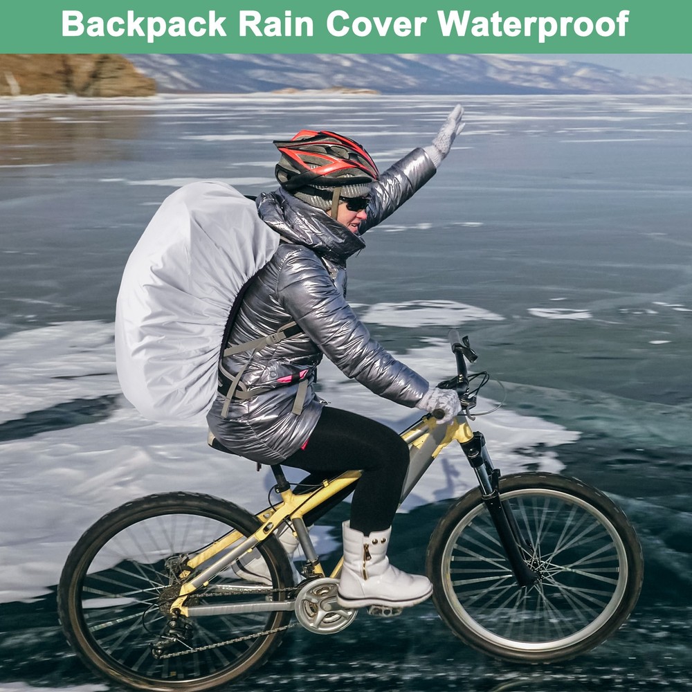 75L-85L Backpack Rain Cover with A Vertical Reflective Strap [Silver]