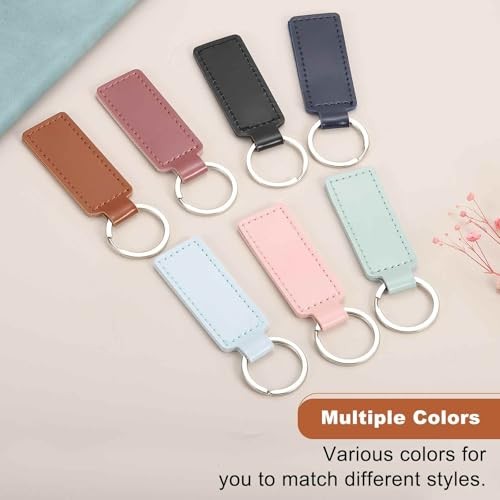 15 Pcs Leather Keychain Blanks Bulk Rectangle Laser Engraving Dark Blue