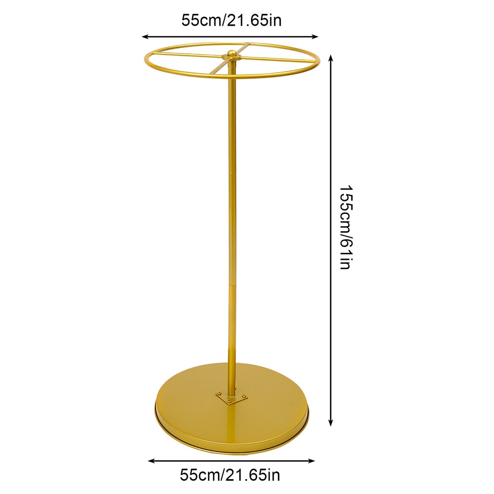 Gold Rotatable Round Garment Rack Floor-Standing Display Clothes Shelf Adjust