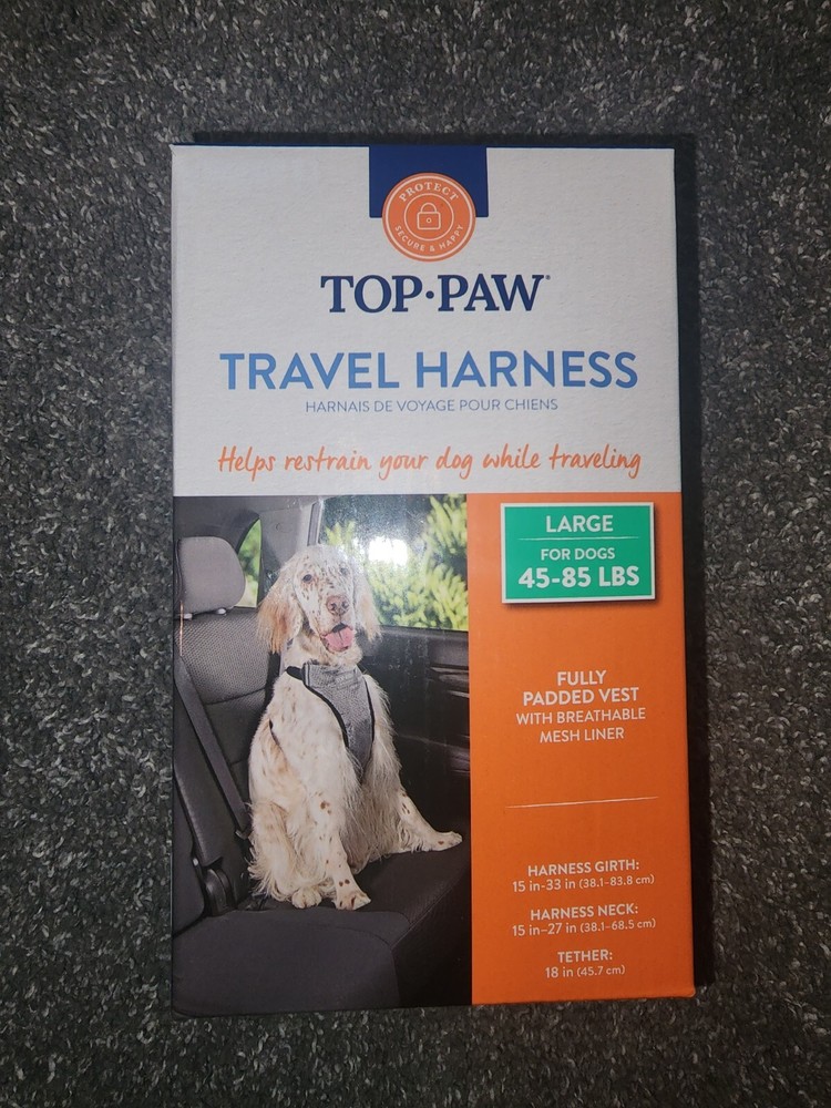 Top Paw Travel Harness Fully Padded Vest, MULTIPLE SIZES