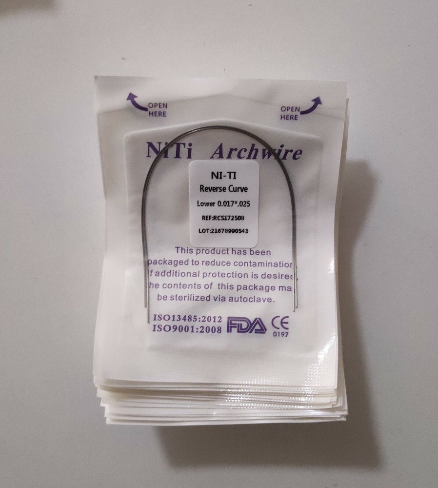 5 Packs Dental Orth Reverse Curve Rectangular Arch Wires Super Elastic NITI