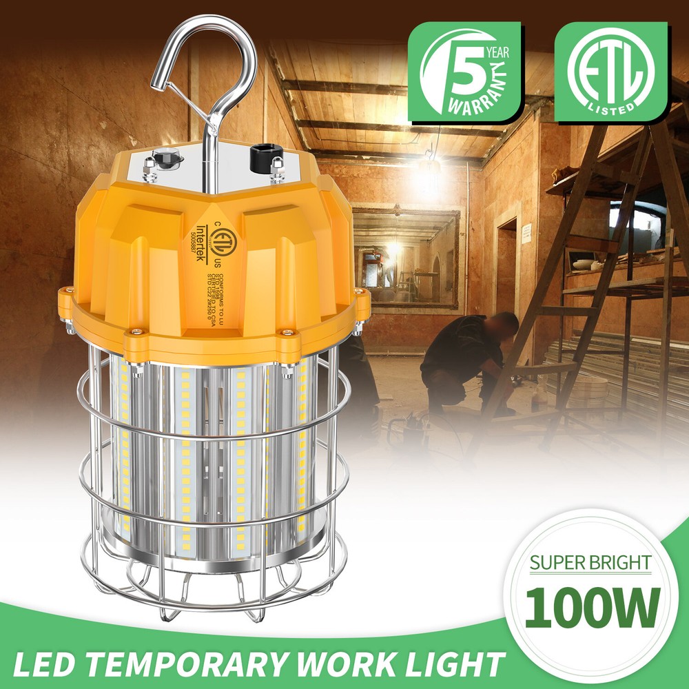 100W LED Temporary Work Light 5000K Construction High Bay Work Lamp 15000 Lumens