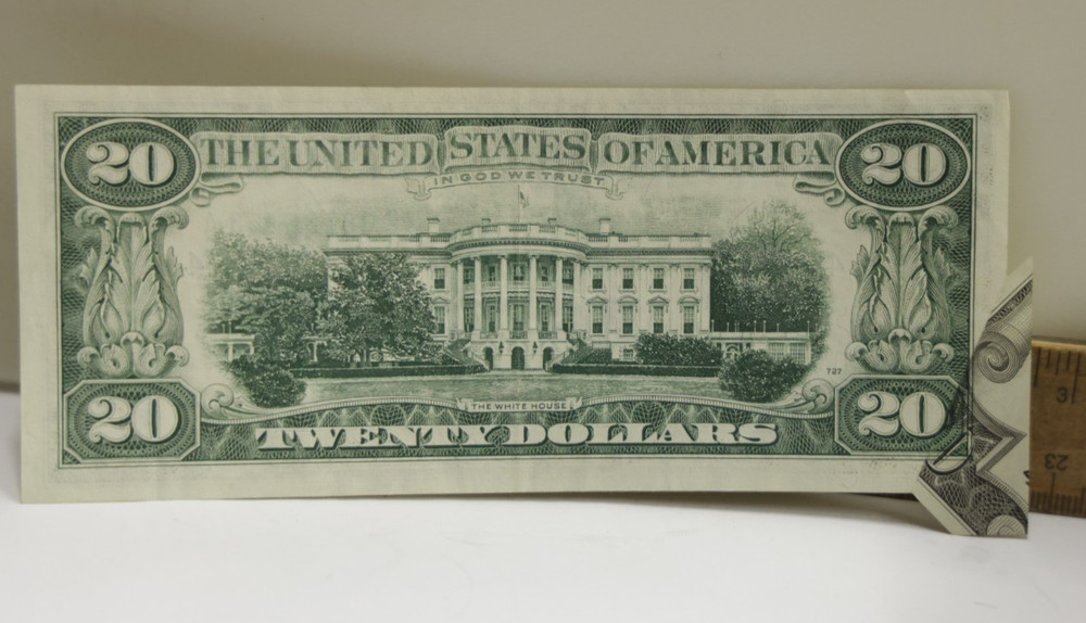 1981 ((Printed Foldover Error) Butterfly $20 Federal Reserve Note VF+