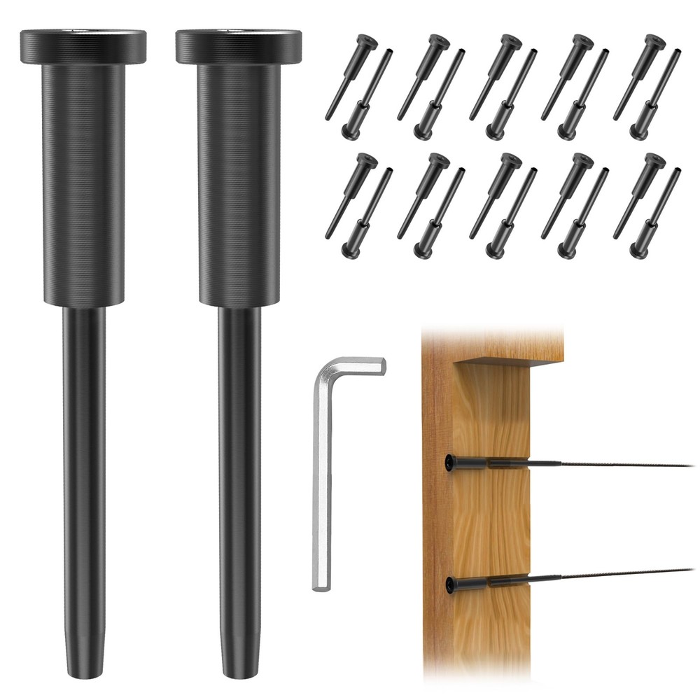 20pcs Black Invisible Cable Railing Hardware 1/8 Stainless Receiver Kit