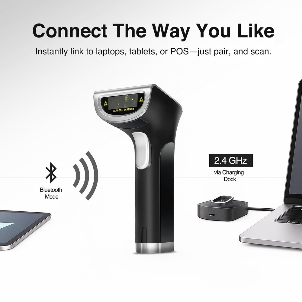 Scanmarker 1D/2D Barcode Scanner Wireless – Boost Speed & Accuracy with...