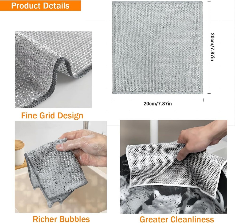 12 Pcs Non Scratch Wire Dishwashing Rag Microfiber Cleaning Cloth Cleaning Tools
