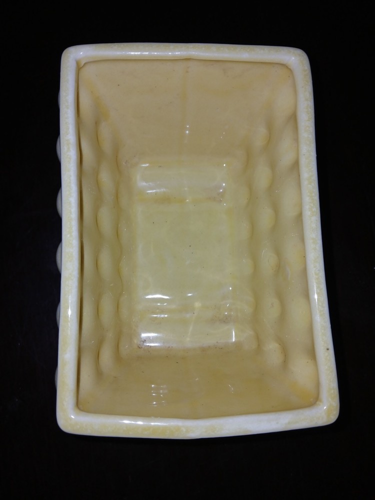 USA Pottery Ceramic Rectangular Planter Vintage MCM Yellow Hobnail