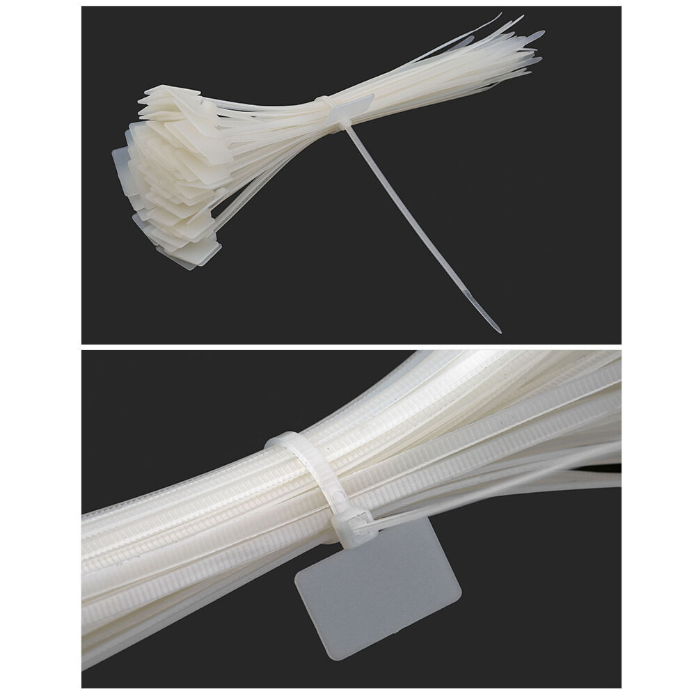 White Nylon Plastic Cable Ties Zip Tie Wraps Markable Self-Locking Various Size