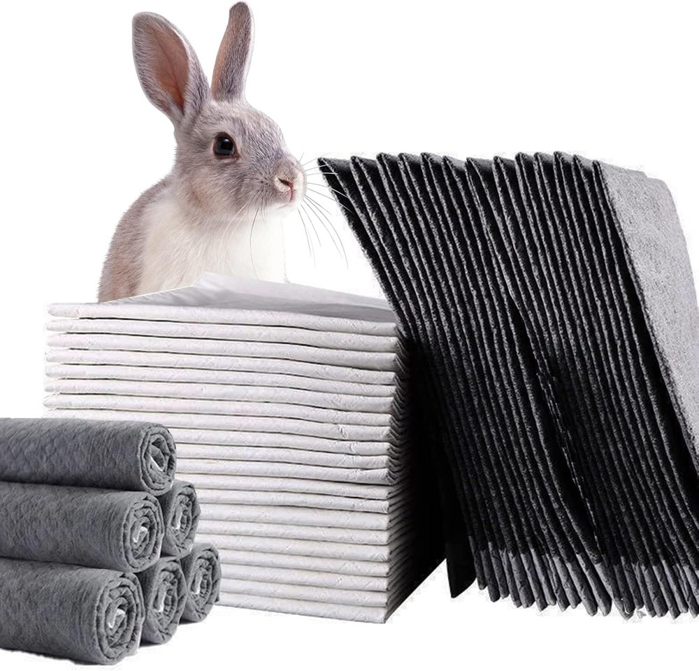 Rabbit Pee Pads, 100 Pieces Disposable Ca Liners Bla Carbon