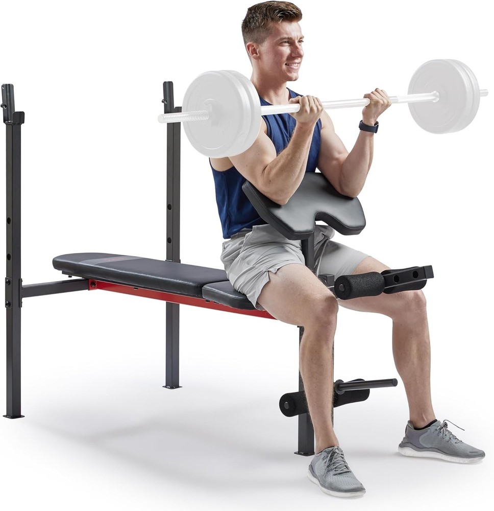 Compact Premium Incline Bench Press Bar Rack Set & Optional Leg Extension