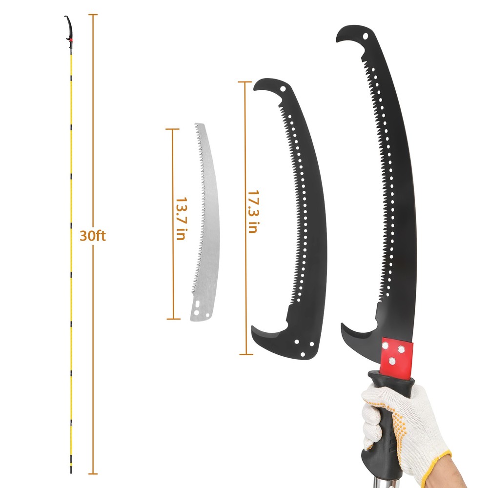 24ft Manual Pole Saw, Lightweight Tree Trimmers Long Handle Pruner Set