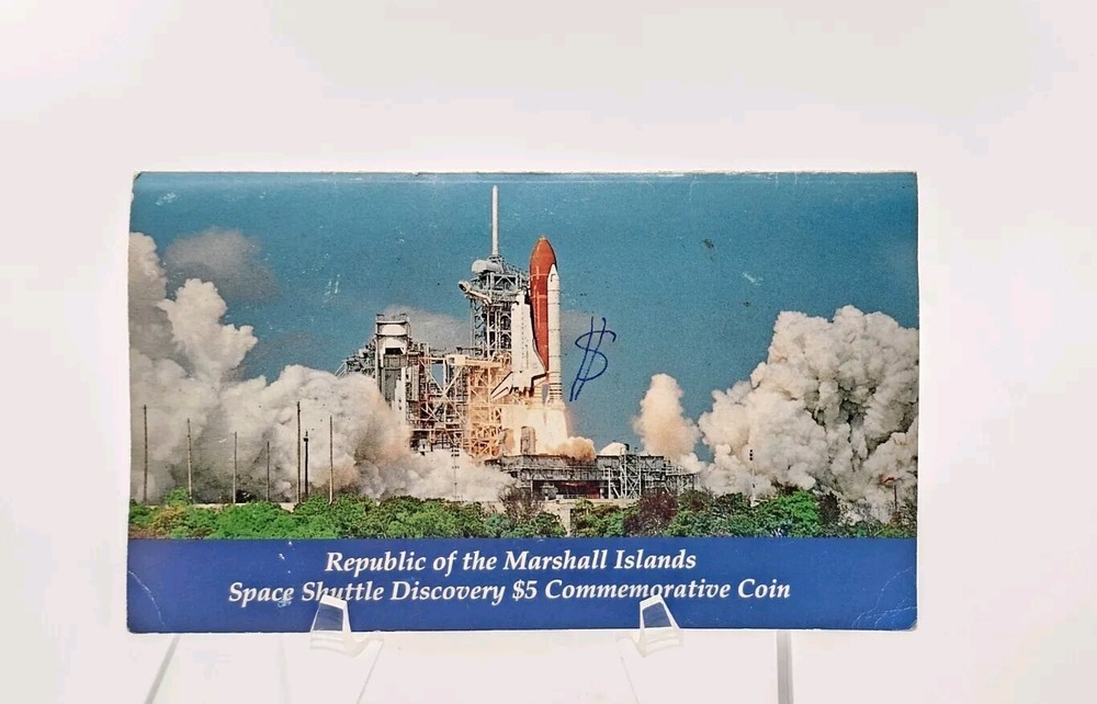 1988 MARSHALL ISLANDS SPACE SHUTTLE DISCOVERY $5 COMMEMORATIVE COIN.