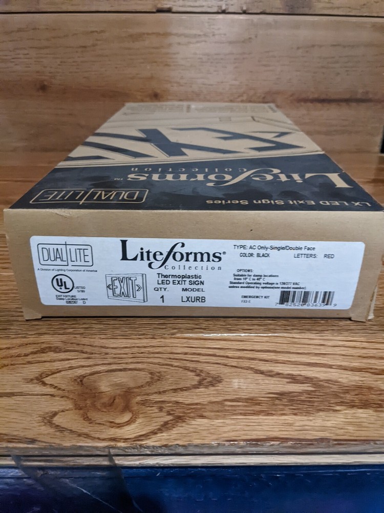 NIB Liteforms LXUR THERMOPLASTIC LED EXIT Sign Black