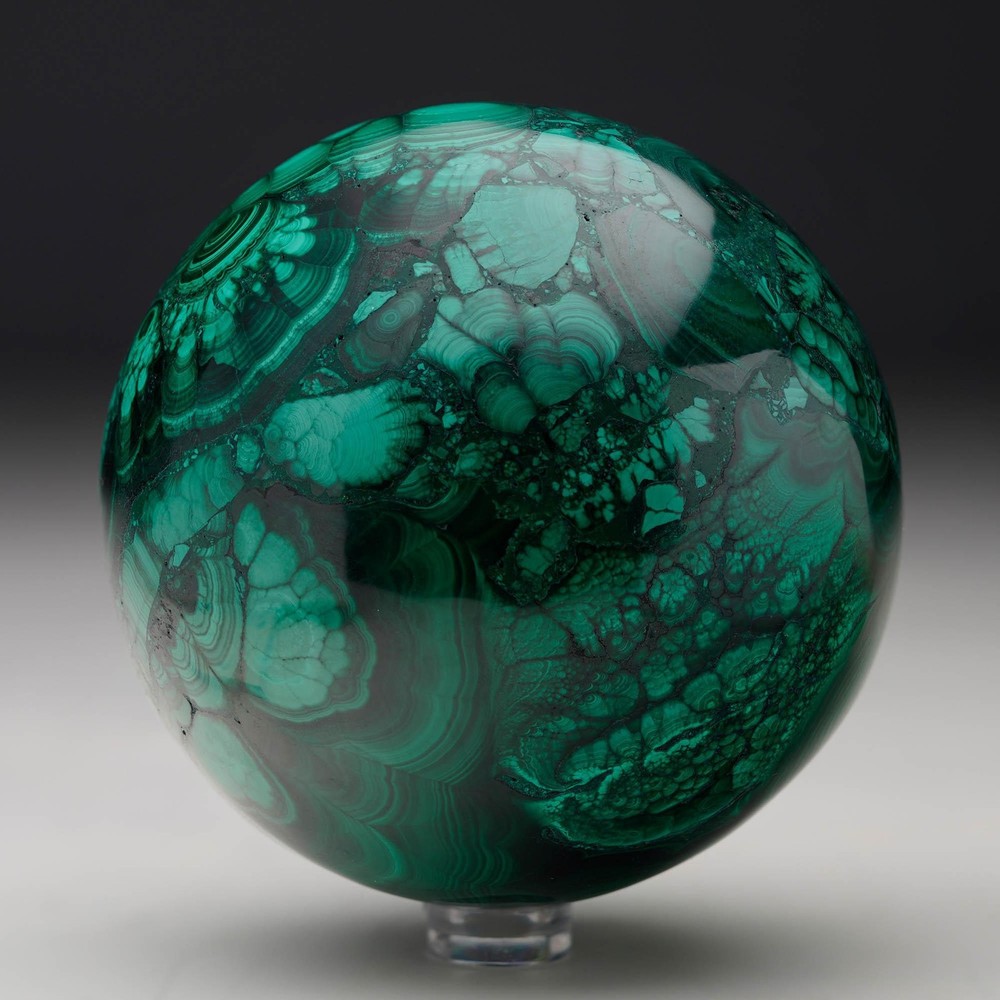 Hand-Polished Solid 3.5" Diameter Malachite Sphere // Ver. III