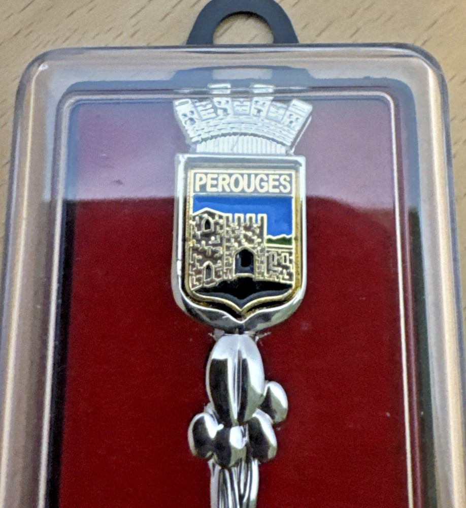 Perouges Souvenir Spoon, Crown with Castle Handle