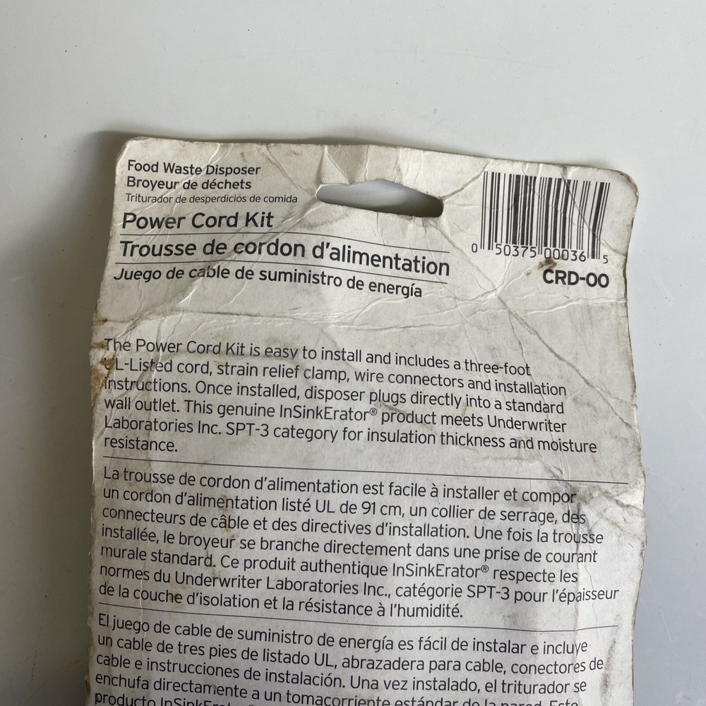 InSinkErator CRD-00 Power Cord Kit for InSinkErator Badger Evolution Emerson