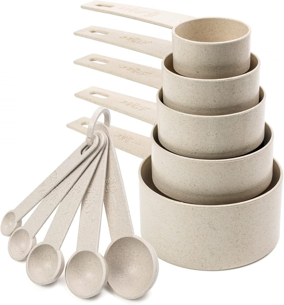 Cre Wheat St Measuring Cups Spoons Set Cooking Baking Tools 10pc