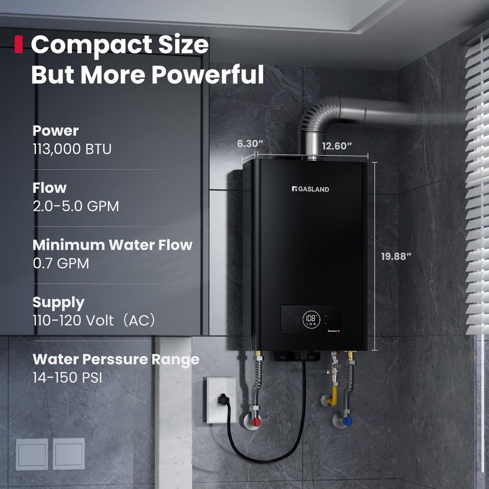 GASLAND Gasmart C Propane Tankless Water Heater Indoor Max 5 GPM 113000 BTUCS...
