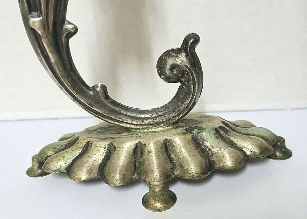 pair of decorated silver candlesticks Signed 800