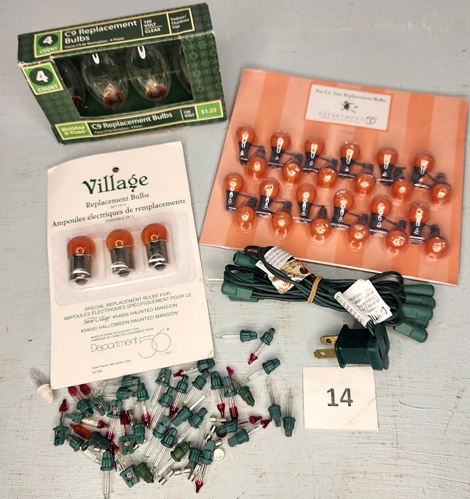 MIXED  Vintage DEPT 56 REPLACEMENT BULBS ORANGE CLEAR TESTED 14