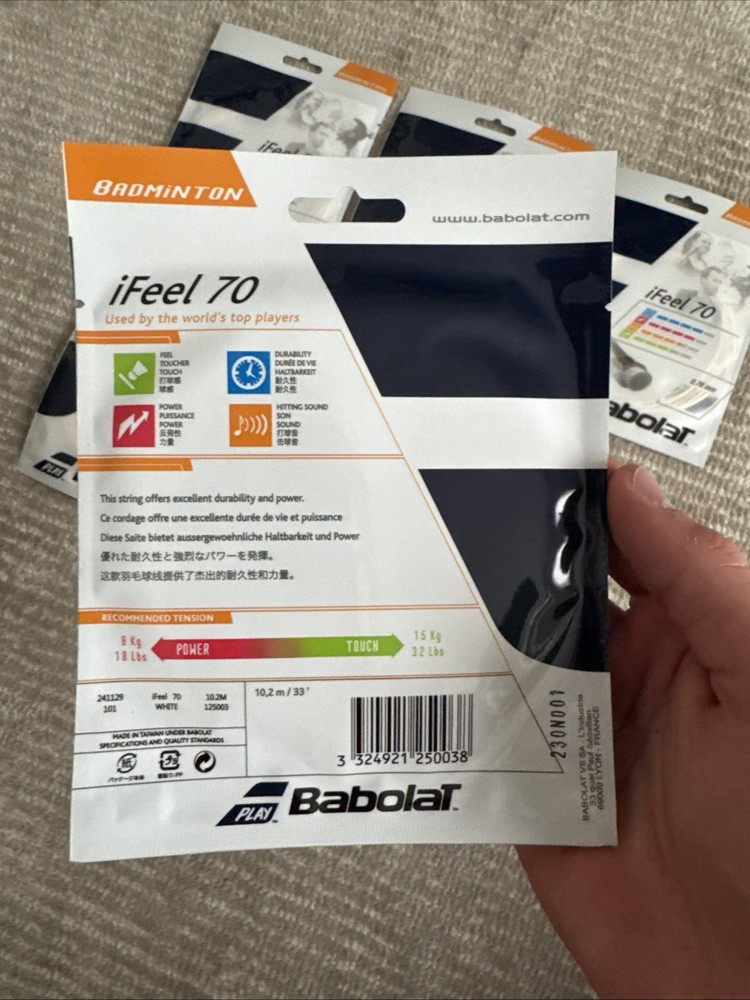6 sets Babolat iFeel 70 Badminton string (0,70mm)