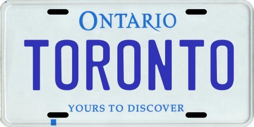Toronto Ontario Canada Aluminum License Plate