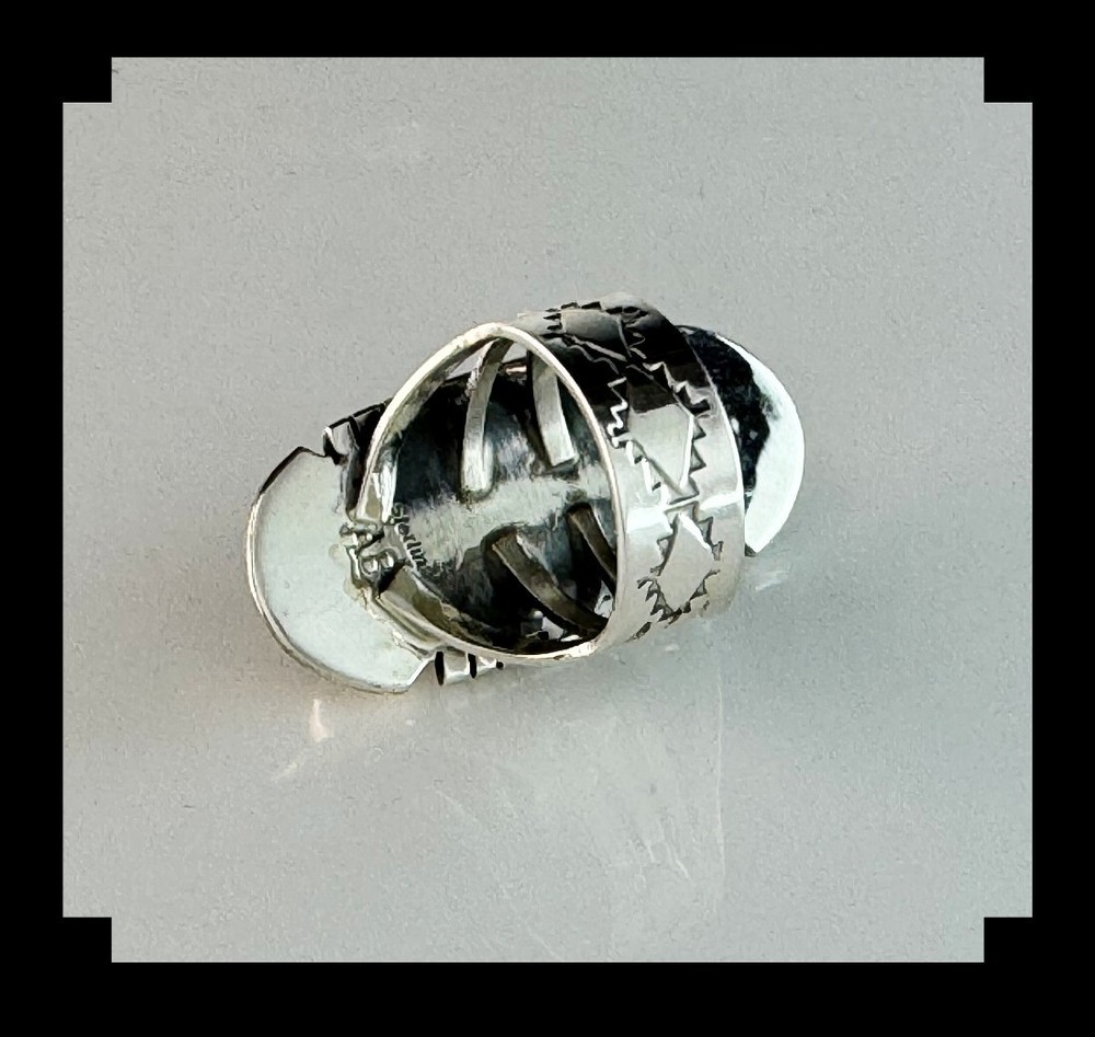 Handcrafted Sterling and White Buffalo Ring Size 8 3/4