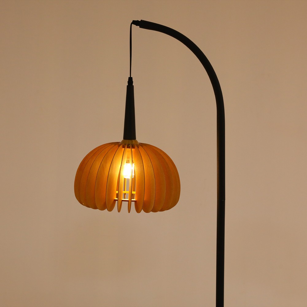 Modern Multifunctional Floor Lamp with 2 Trays & 1 Storage Bin Standing Light US