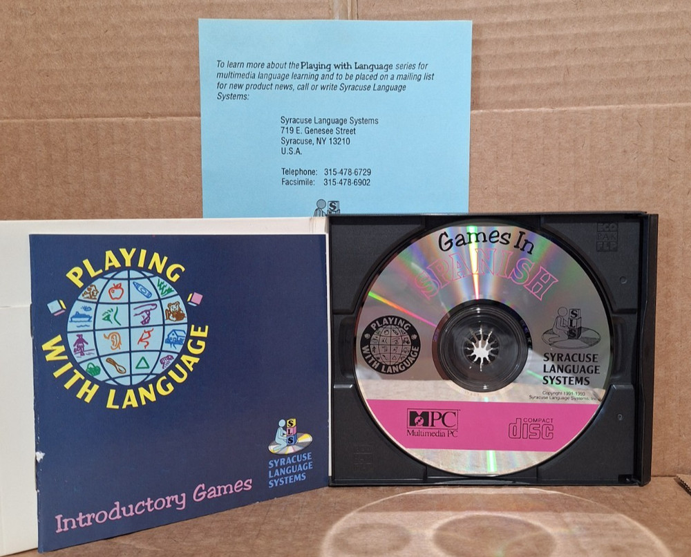 Games in Spanish - Playing With Langage (Syracuse Systems) - PC, 1992 - CIB