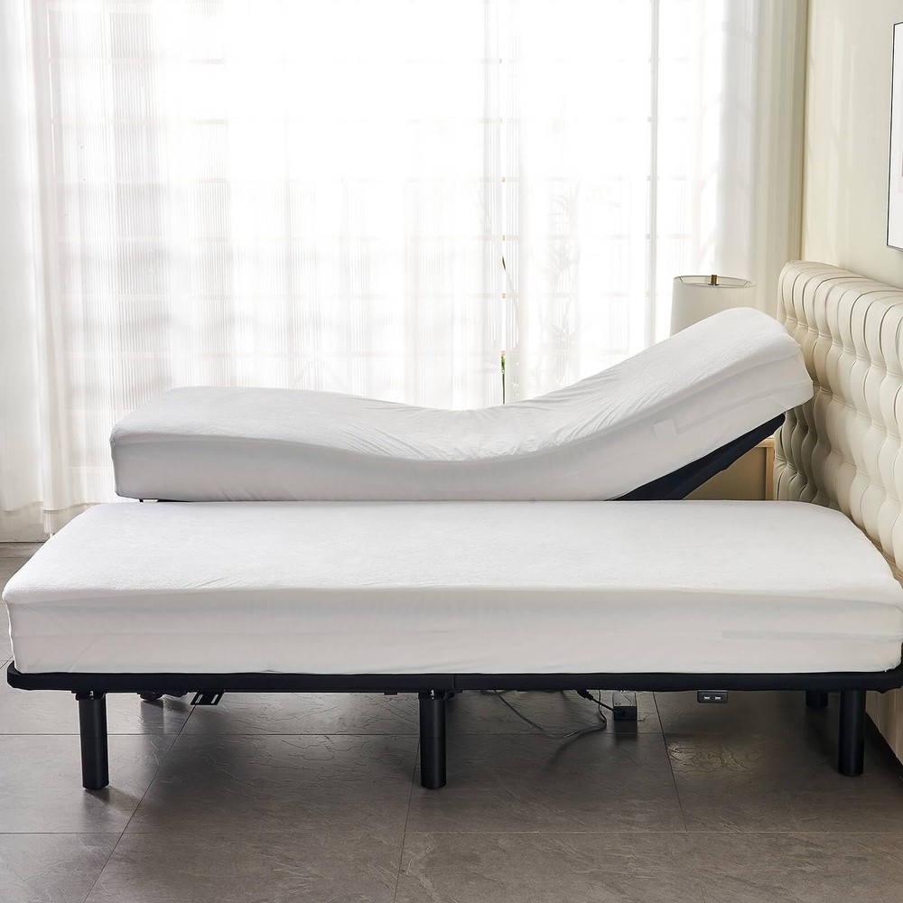 Waterproof Split California King Mattress Protector for Adjustable Bed Noisel...