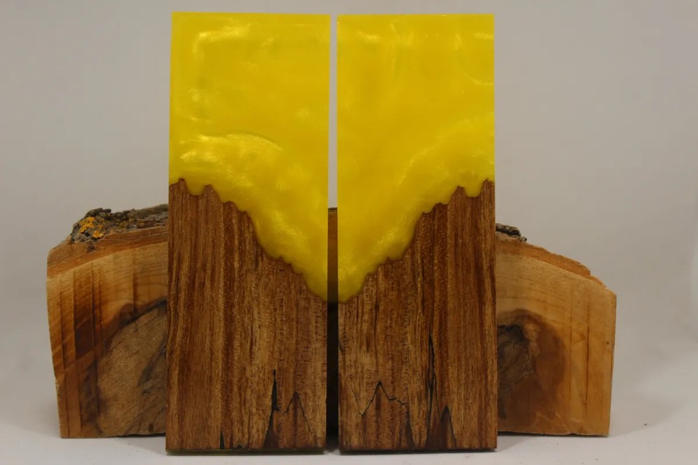 HYBRID STABILIZED MAPLE YELLOW CUSTOM COMPOSITE KNIFE HANDLE MATERIAL (7883)