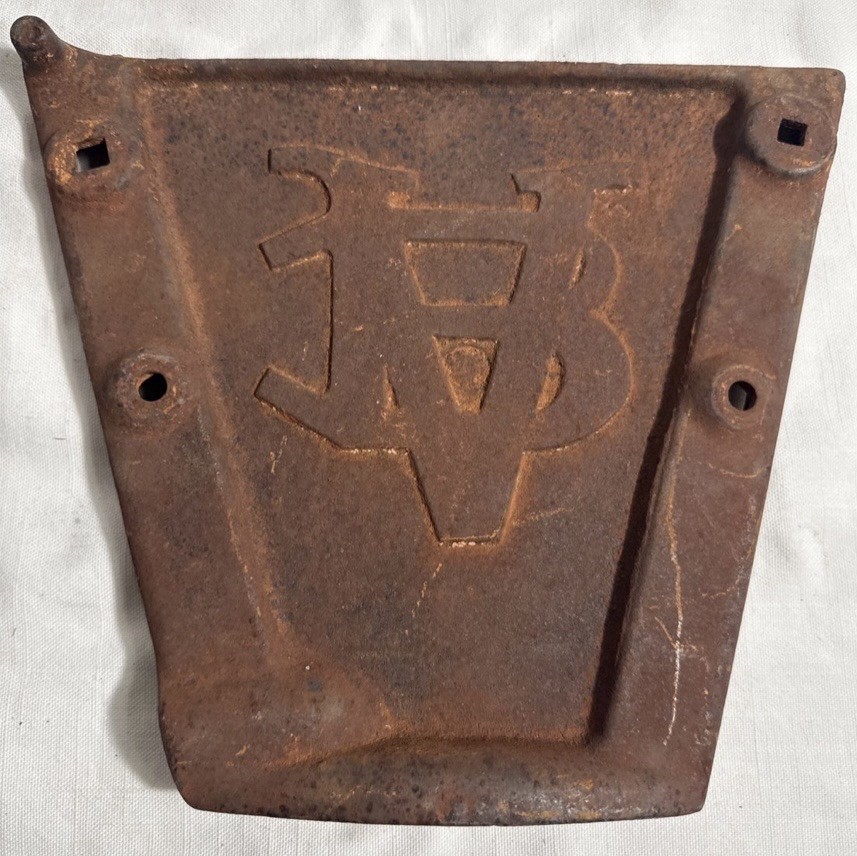 PAIR - Rare Antique Van Brunt/John Deere Cast Iron Implement End Caps